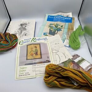Vintage Crewel And Needlecradt Charts (3) Bucilla Hiawatha Incomplete, Some Yarn
